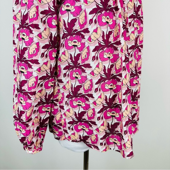 J. Crew Made with Liberty Fabric Pink Floral Smocked Woven Top Size XS - Picture 6 of 13